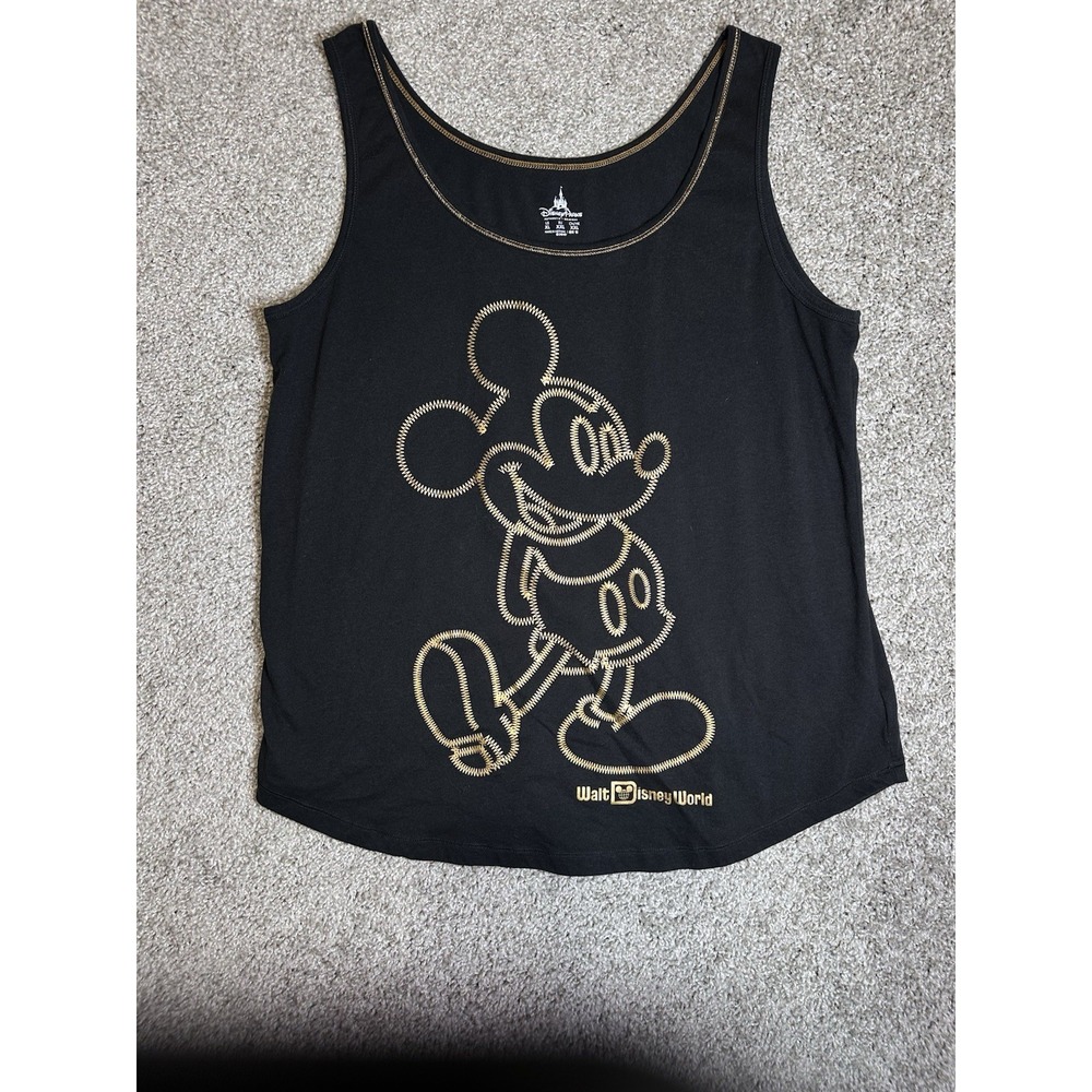 Disney Parks Mickey Mouse Tank Top Women's XL Black Gold Walt Disney World
